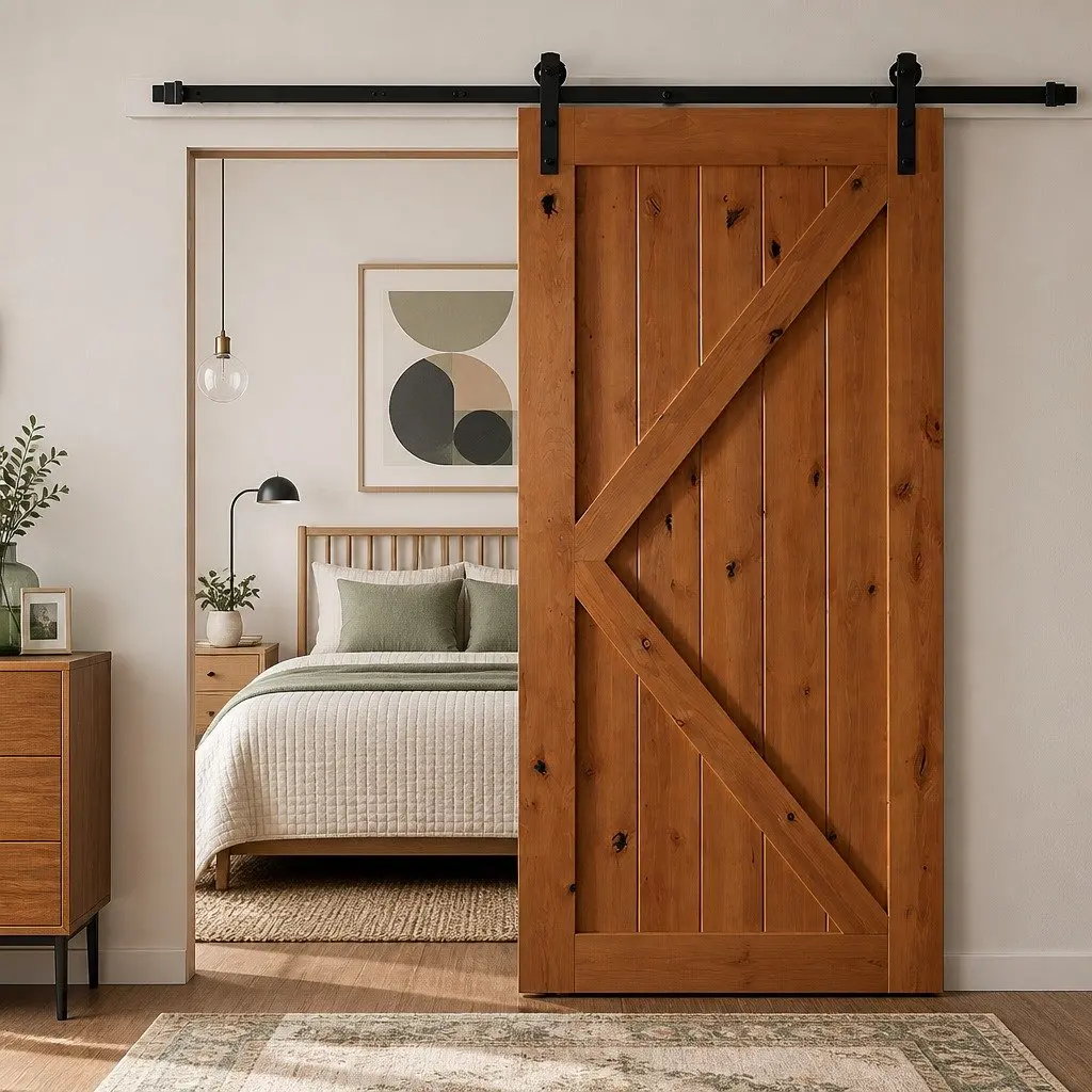 Sliding Barn Door Track Kit Black 1.83M Heavy-Duty Construction