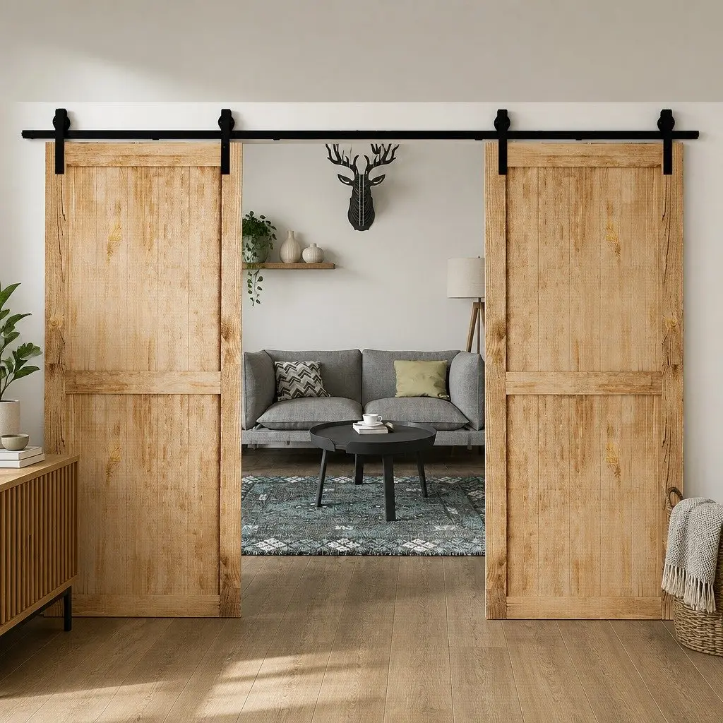 Sliding Barn Door Track Kit 3.05m-6.1m Double Door Hardware Rail System