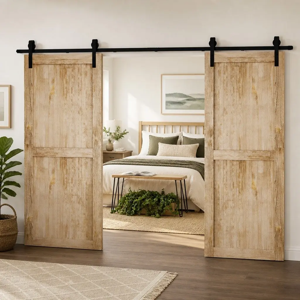 Sliding Barn Door Track Kit 3.05m-6.1m Double Door Hardware Rail System