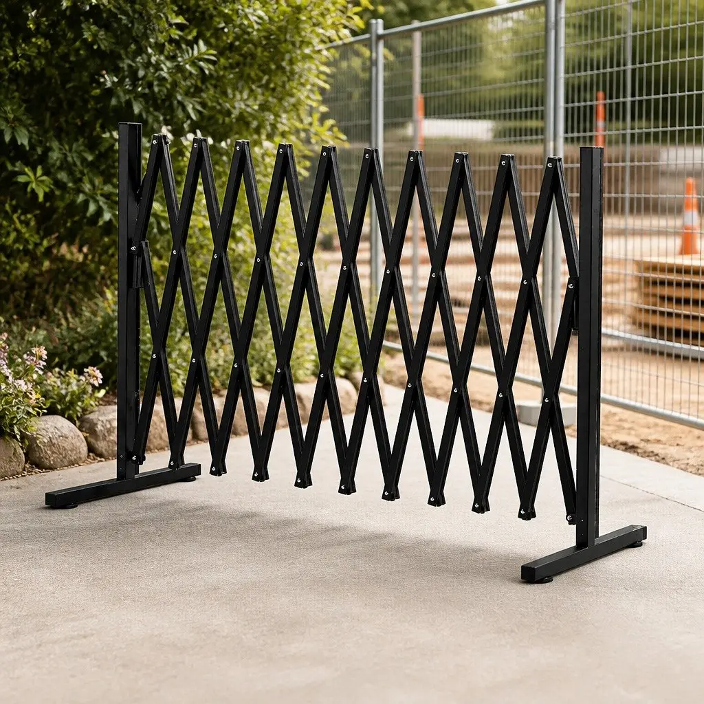 Expandable Barrier Gate Black Aluminium 46-330cm Lightweight Portable Construction