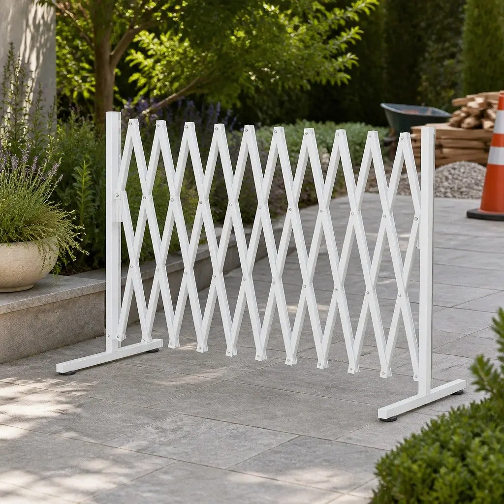 Expandable Safety Barrier Gate White Aluminum Fence 330cm Work Site Protection