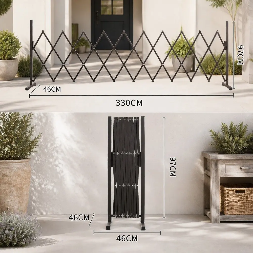 Expandable Barrier Gate Brown Adjustable Foldable Accordion Style