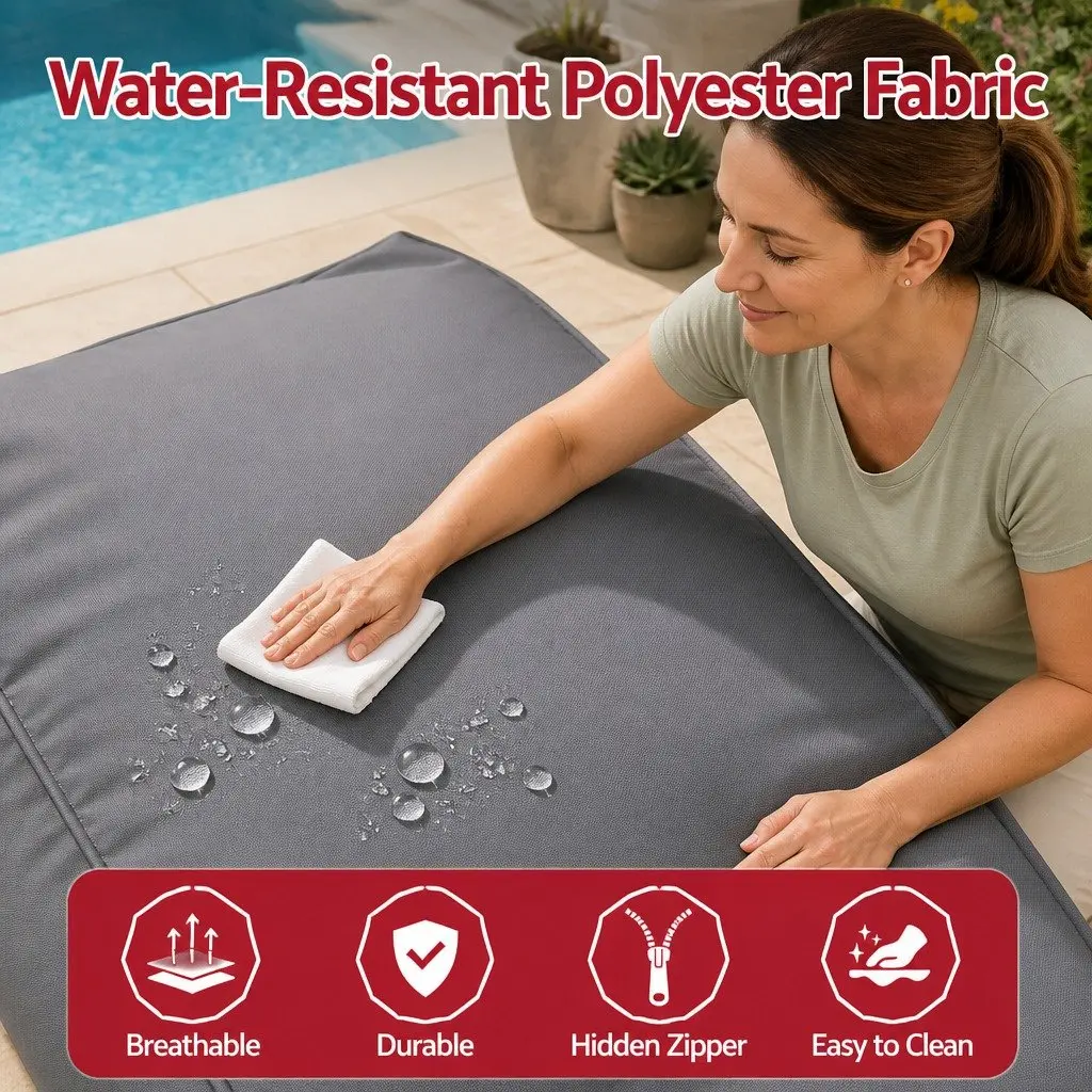 Bean Bag Chair Cover Grey Outdoor Indoor Ergonomic L-Shape Water-Resistant