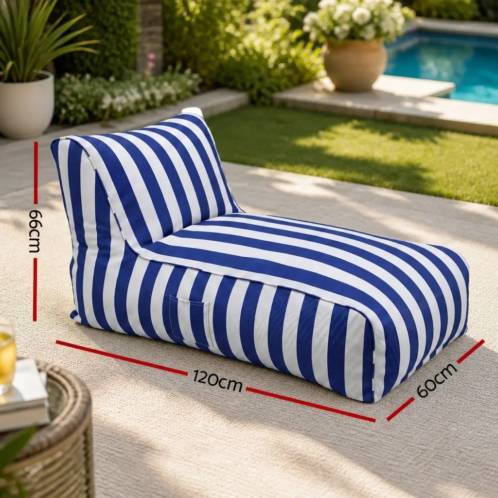 Bean Bag Chair Cover Blue L-Shape Water-Resistant Indoor Outdoor