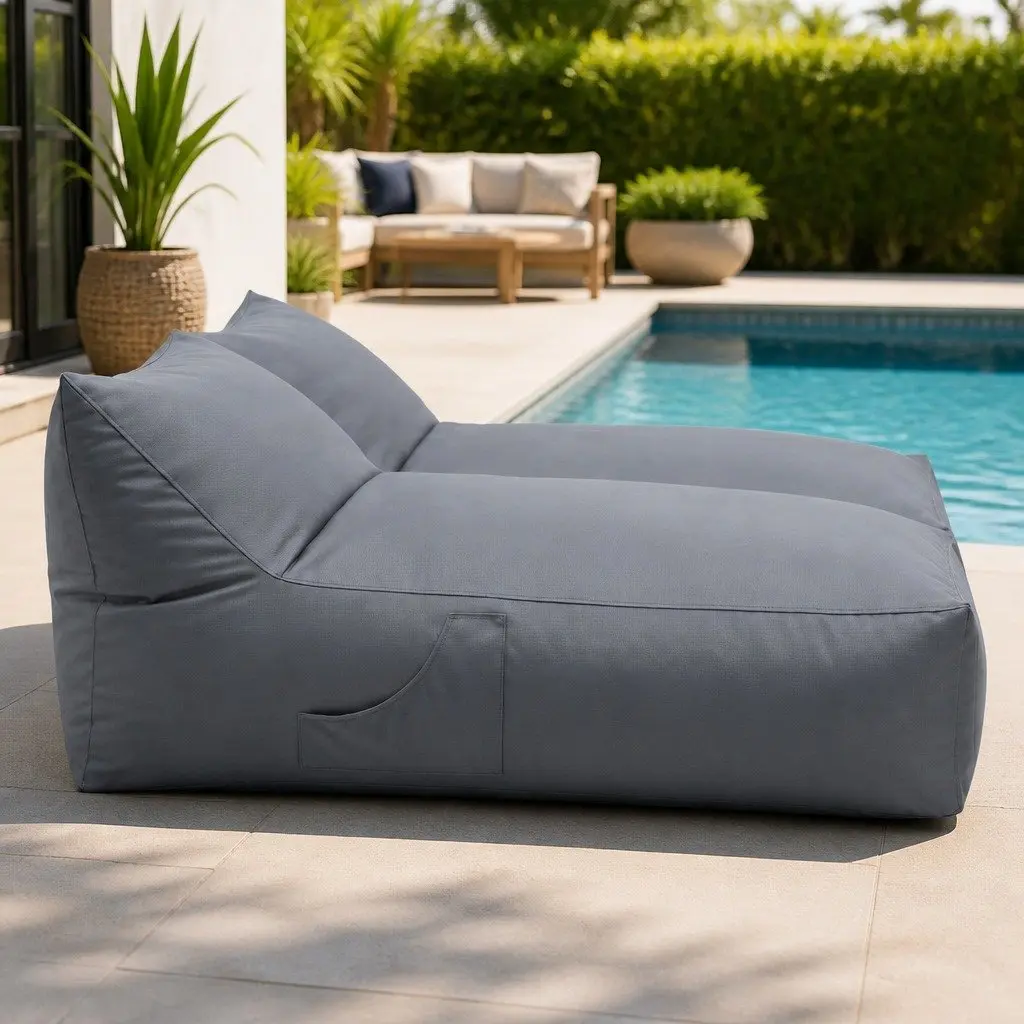 Outdoor Bean Bag Chair Cover 2 Seater Lounge Sofa Grey Water-Resistant