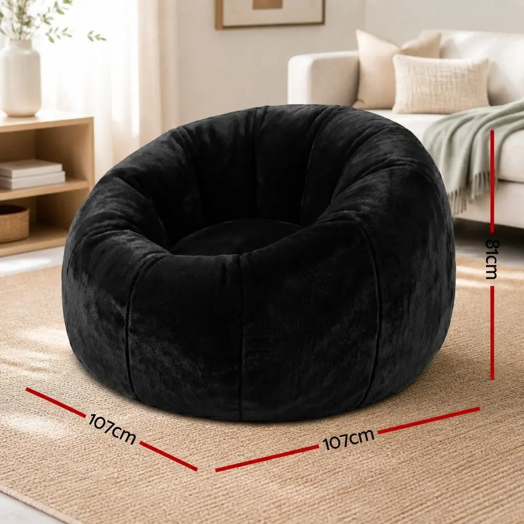 Bean Bag Chair Cover Black Large Soft Faux Fur Washable