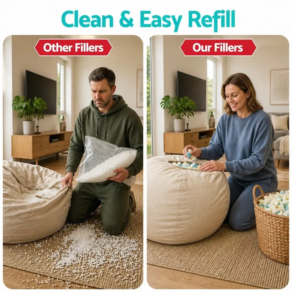 Bean Bag Filler Yellow and White 20lbs Shredded Memory Foam High Density Soft Filling