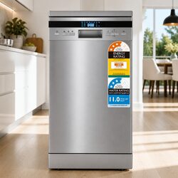 10 Place Settings Freestanding Dishwasher Silver 8 Programs LED Display Quiet
