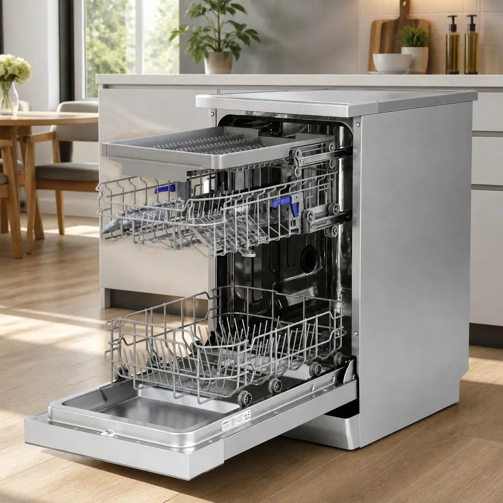 10 Place Settings Freestanding Dishwasher Silver 8 Programs LED Display Quiet