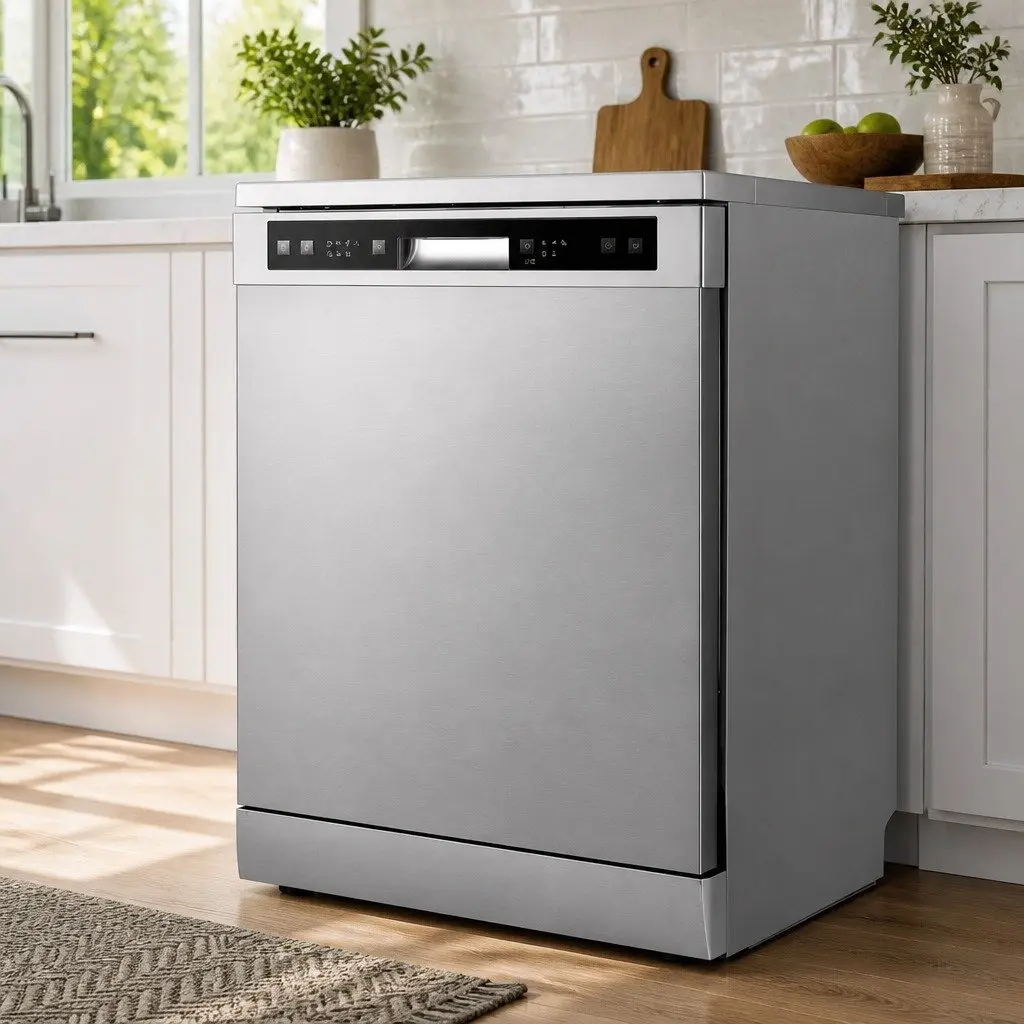 Freestanding Dishwasher Silver 60cm 14 Place Settings Stainless Steel Tub