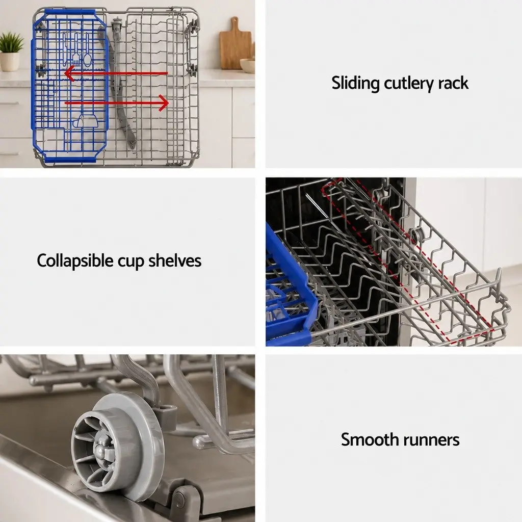 Freestanding Dishwasher Silver 60cm 14 Place Settings Stainless Steel Tub
