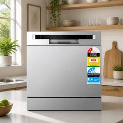 Benchtop Dishwasher 8 Place Settings Silver Freestanding Compact Kitchen