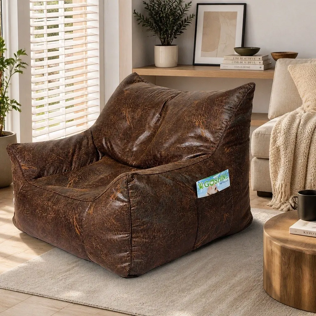 Bean Bag Chair Cover Dark Brown Zipper Easy Clean Portable