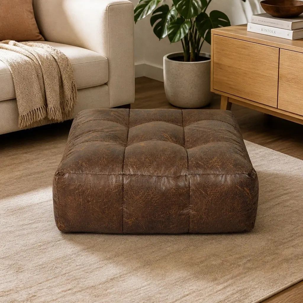 Bean Bag Cover Chair Brown Modular Easy Clean Zipper Opening