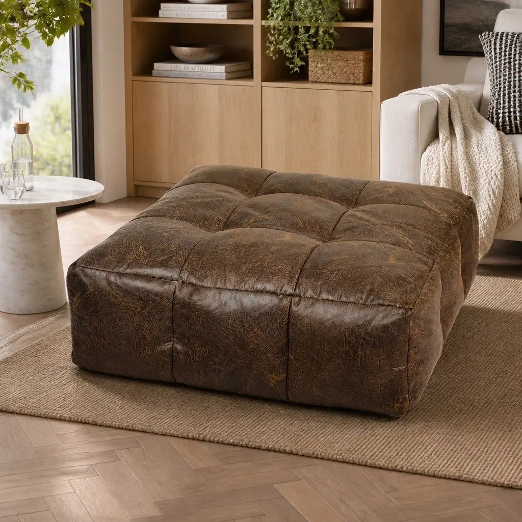 Bean Bag Cover Chair Brown Modular Easy Clean Zipper Opening