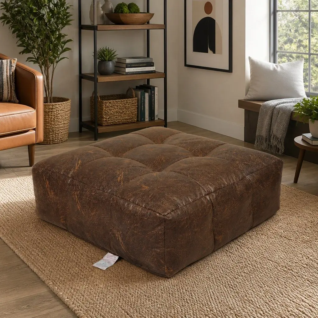 Bean Bag Cover Chair Brown Modular Easy Clean Zipper Opening