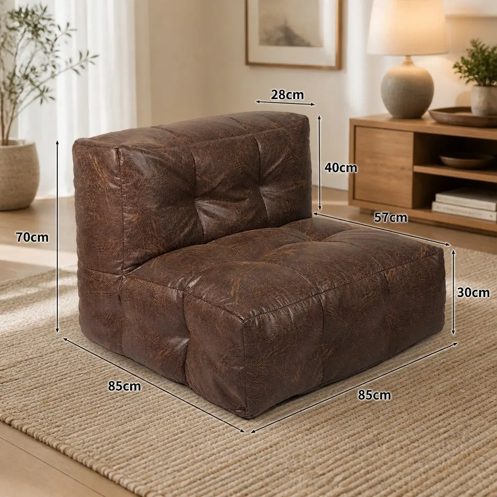 Bean Bag Cover Chair Brown Modular Zipper Opening Easy Clean