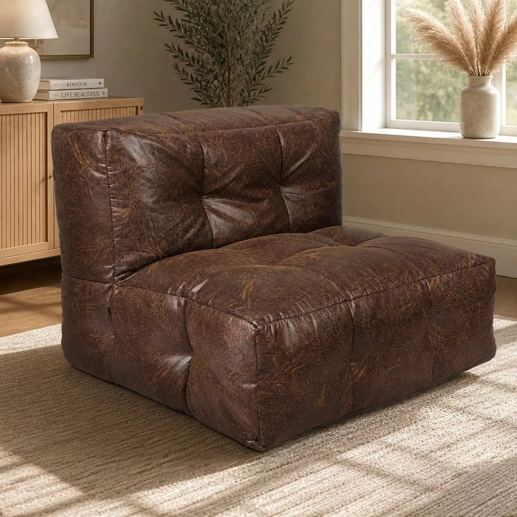 Bean Bag Cover Chair Brown Modular Zipper Opening Easy Clean