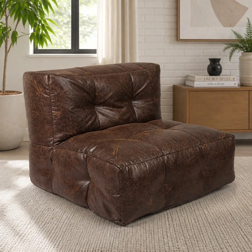 Bean Bag Cover Chair Brown Modular Zipper Opening Easy Clean
