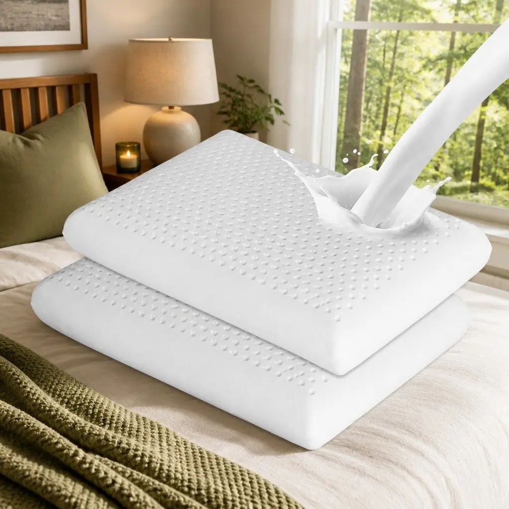 Natural Latex Pillow White 60cm x 40cm Removable Cover Cervical Neck Support Breathable Sleep Pair