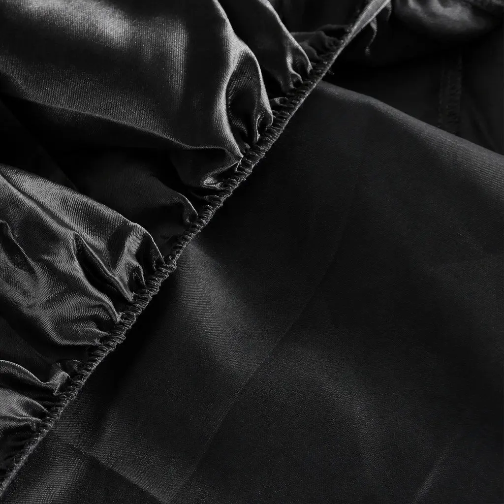 Satin Sheets Set Queen Fitted Flat Pillowcase Black Silky Smooth Lightweight