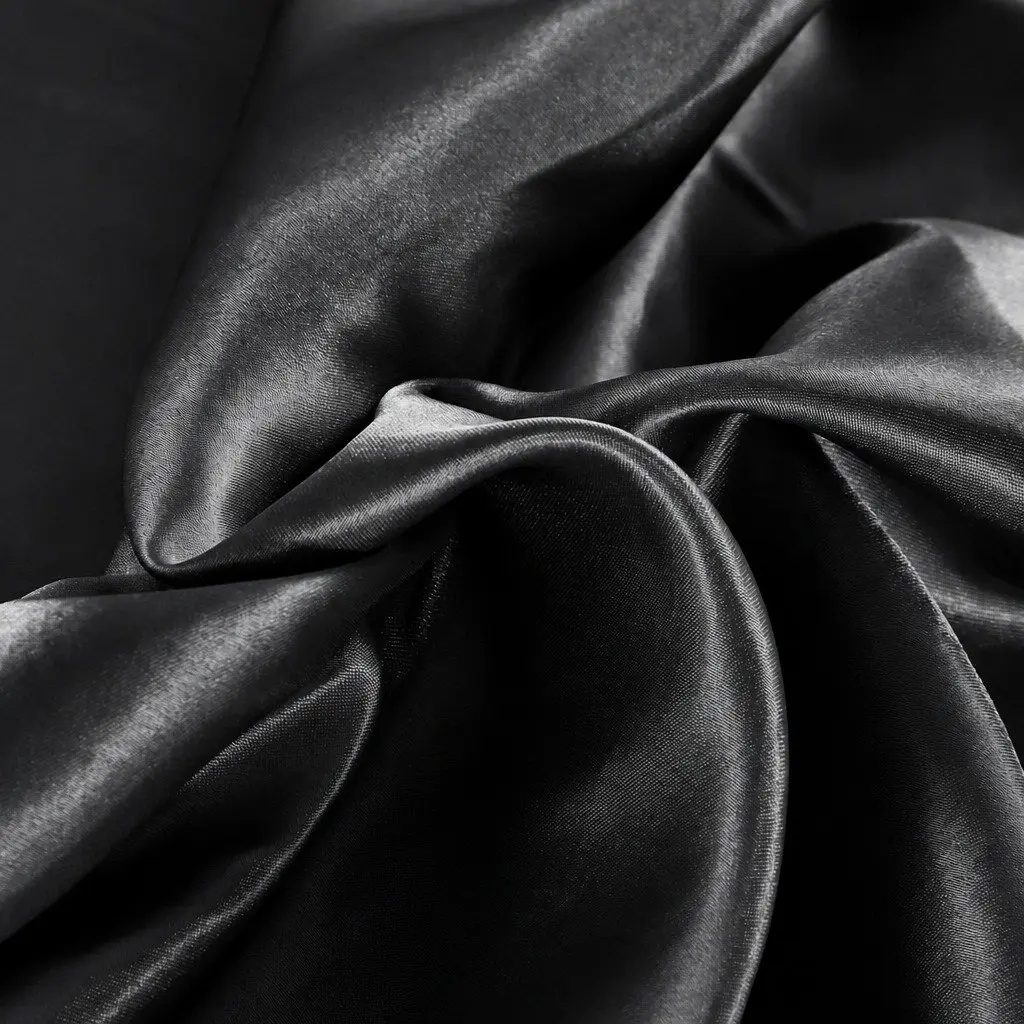 Satin Sheets Set Queen Fitted Flat Pillowcase Black Silky Smooth Lightweight