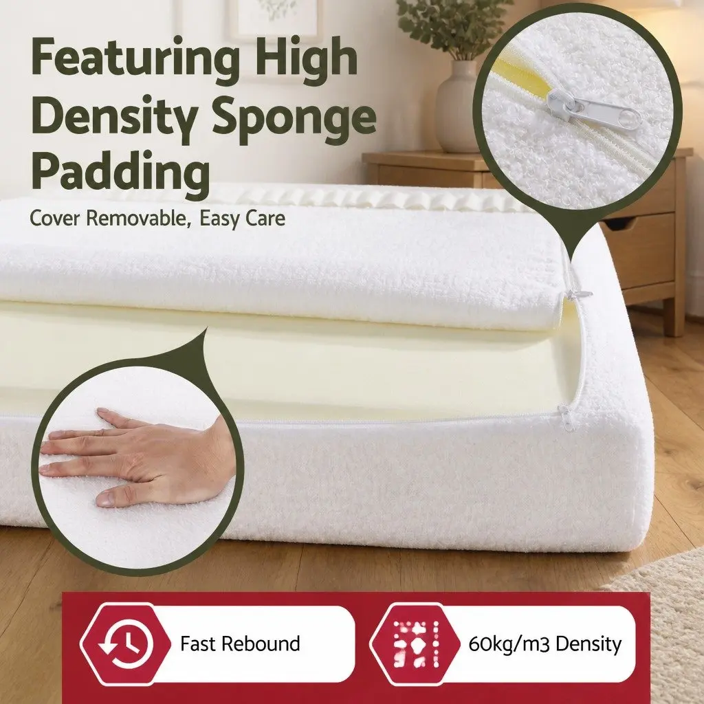 Double Foam Headboard White 154cm Wide Semi-Round Boucle Fabric No-Assembly Soft