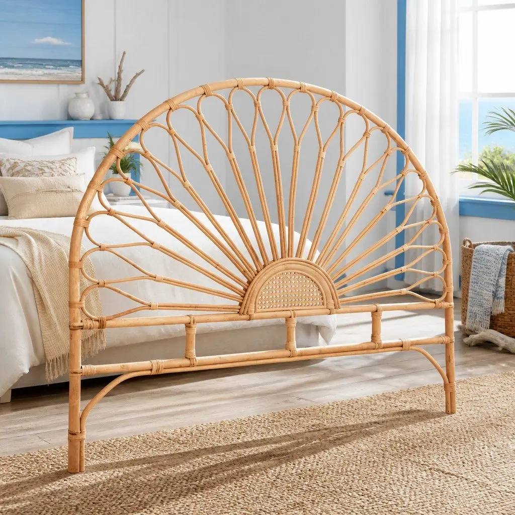 Queen Bed Headboard Made of Rattan