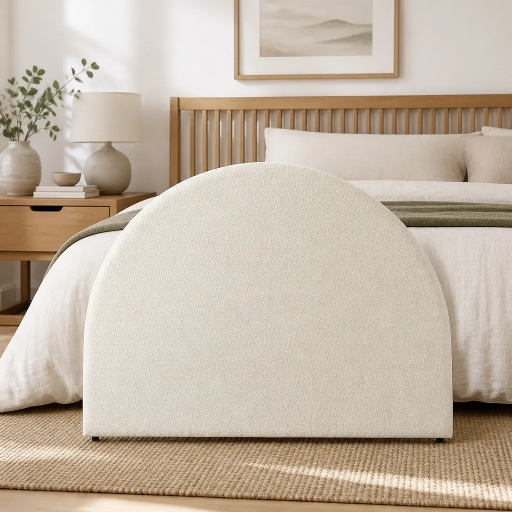 Queen Bed Head Headboard White Boucle Arch Design Bedroom Furniture Frame