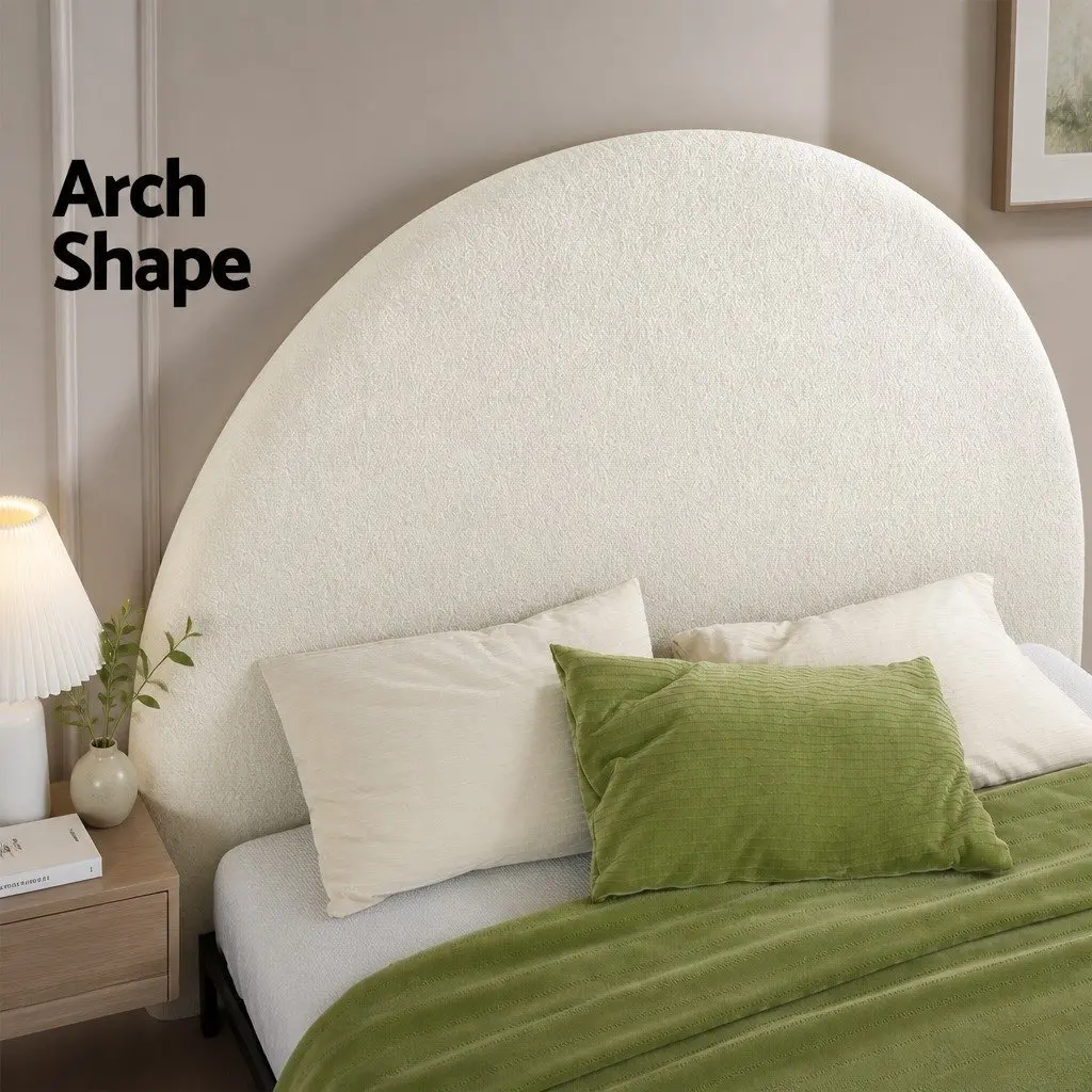 Queen Bed Head Headboard White Boucle Arch Design Bedroom Furniture Frame