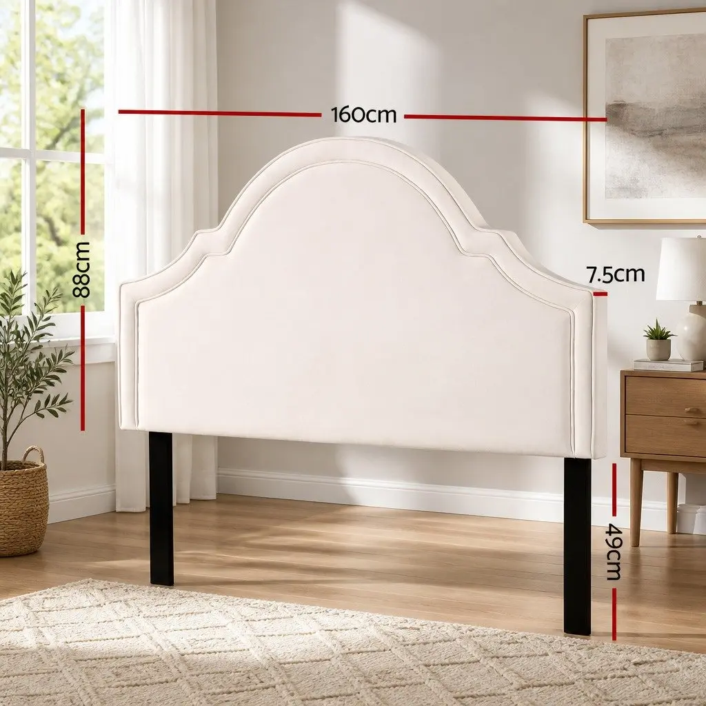 Queen Headboard in Beige Velvet