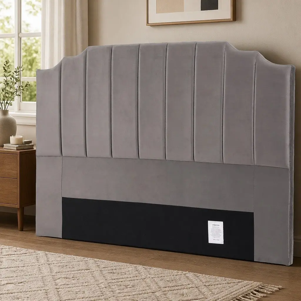 King Size Bed Head Velvet Headboard Grey Bedroom Furniture Art Deco Style 183cm