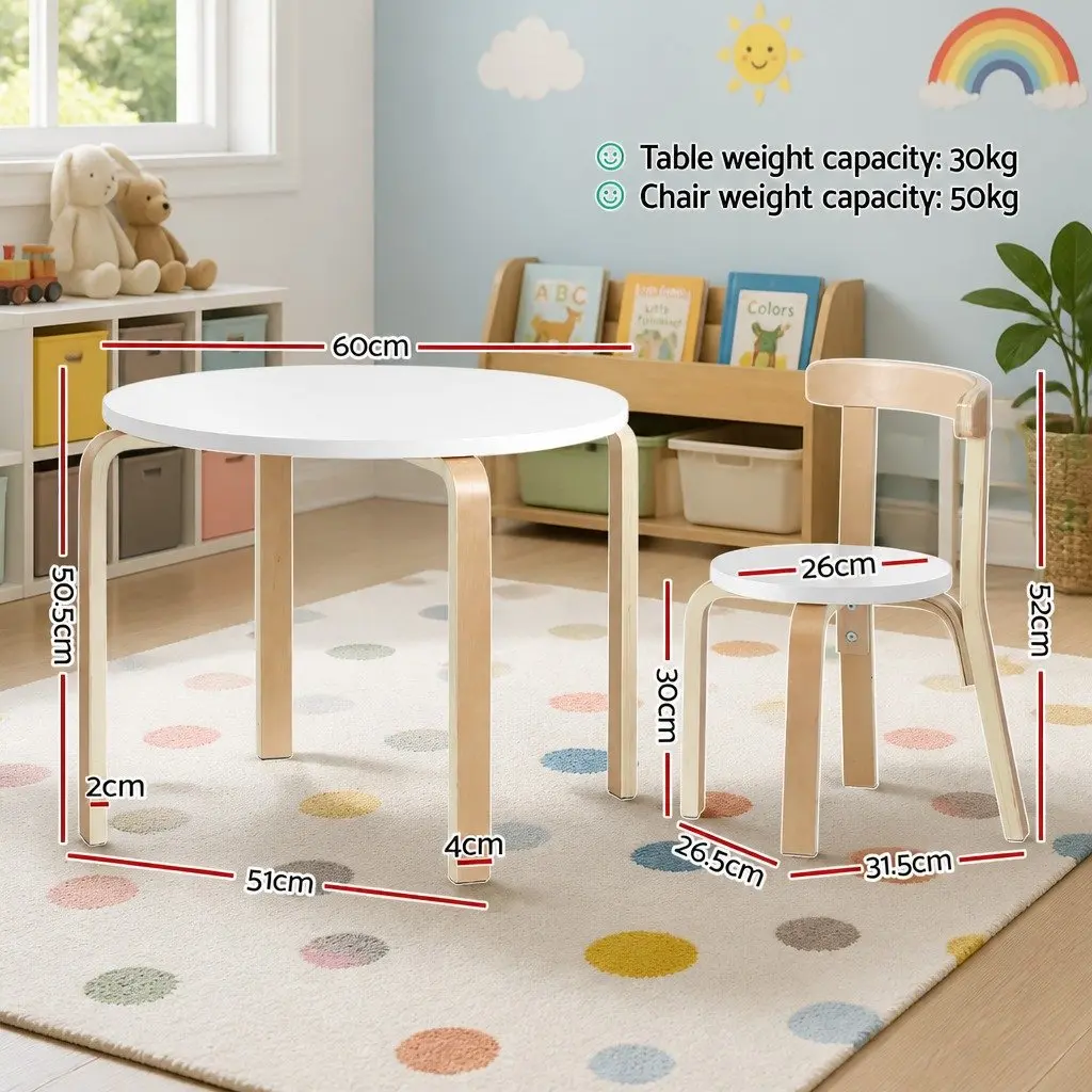Kids Table and Chairs Set 3-Piece Activity Desk Play Study Furniture for