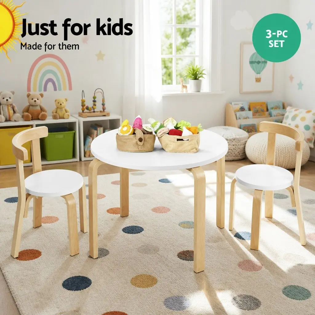 Kids Table and Chairs Set 3-Piece Activity Desk Play Study Furniture for
