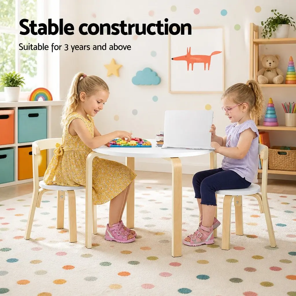 Kids Table and Chairs Set 3-Piece Activity Desk Play Study Furniture for
