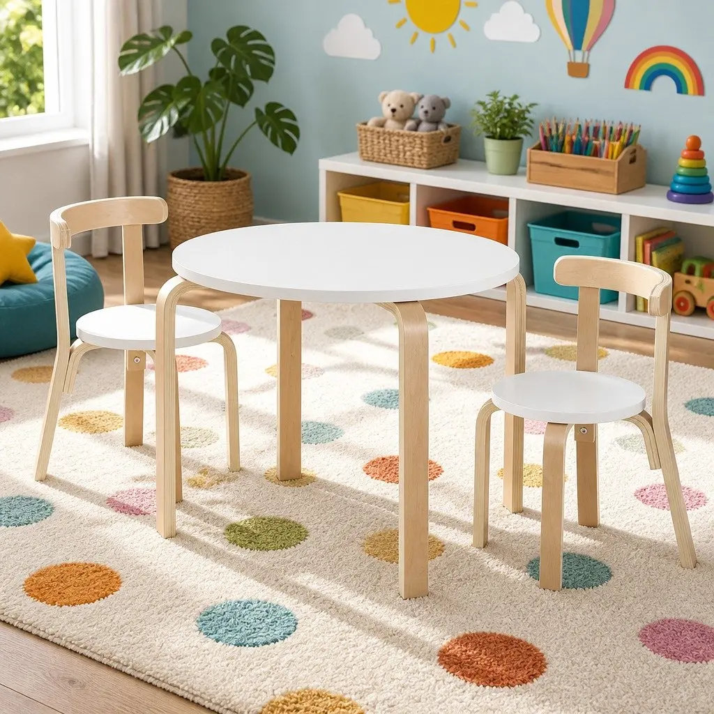 Kids Table and Chairs Set 3-Piece Activity Desk Play Study Furniture for