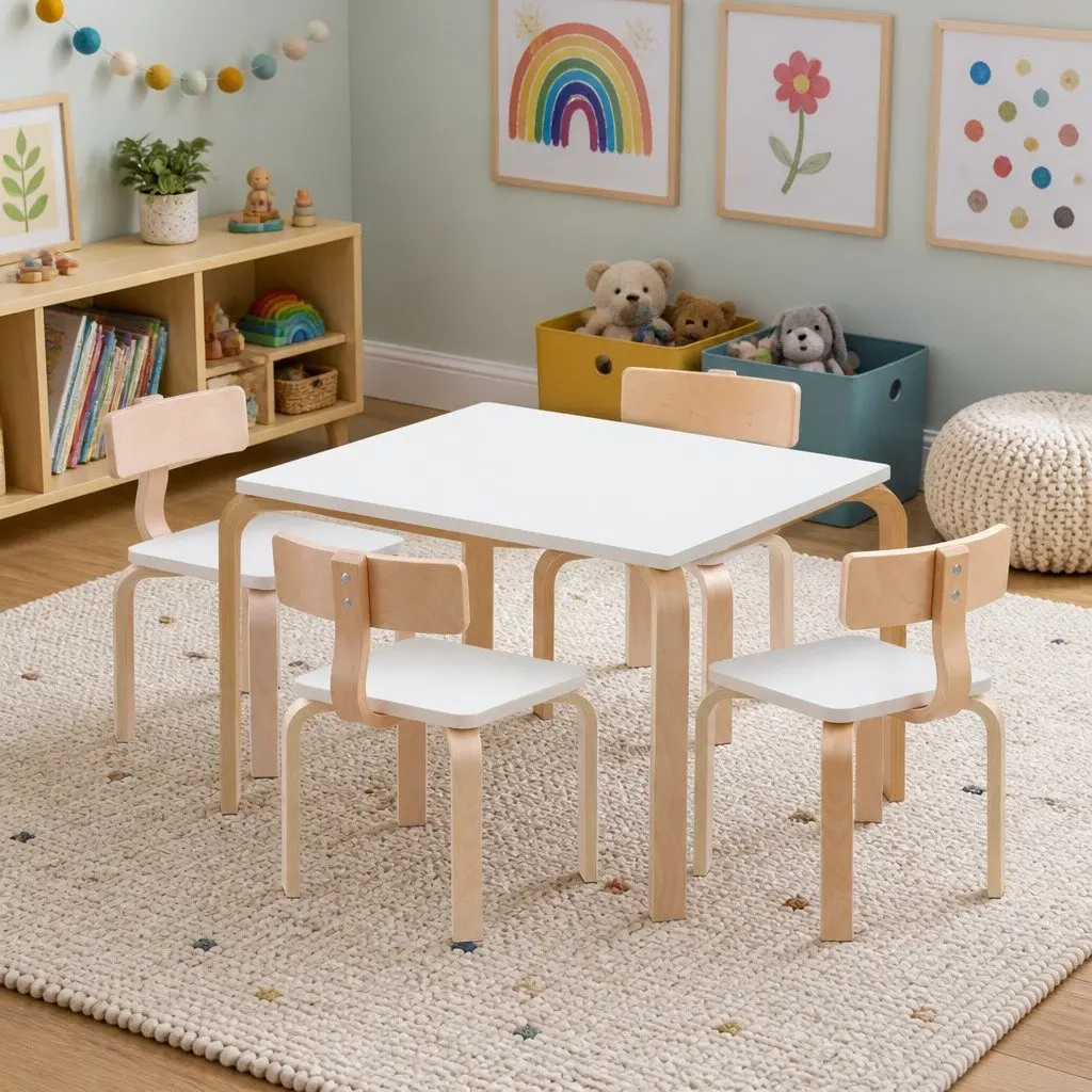 5-Piece Kids Table and Chairs Set Activity Play Desk Study Furniture for