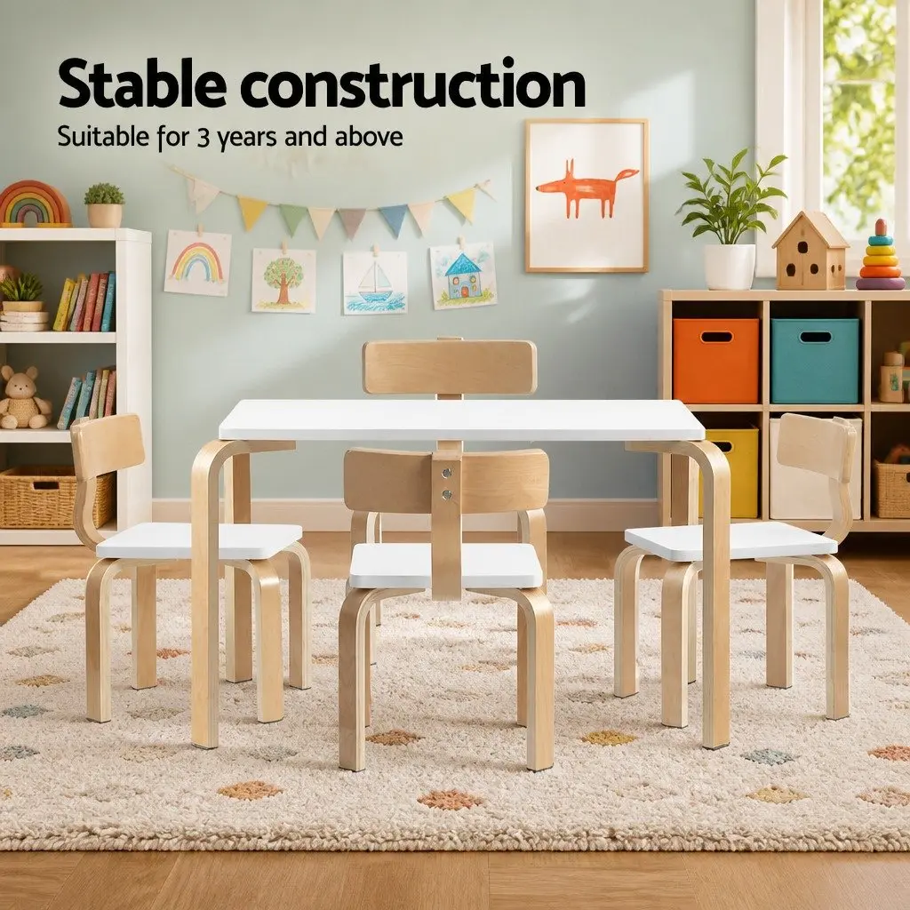5-Piece Kids Table and Chairs Set Activity Play Desk Study Furniture for