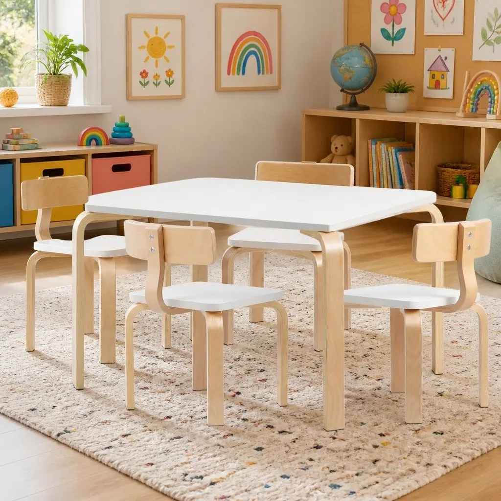 5-Piece Kids Table and Chairs Set Activity Play Desk Study Furniture for
