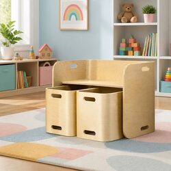 Kids Table and Chairs Set 3 Piece Study Desk Multifunctional Storage Furniture