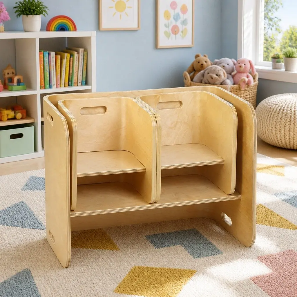 Kids Table and Chairs Set Natural 3 Piece Multifunctional Storage Furniture