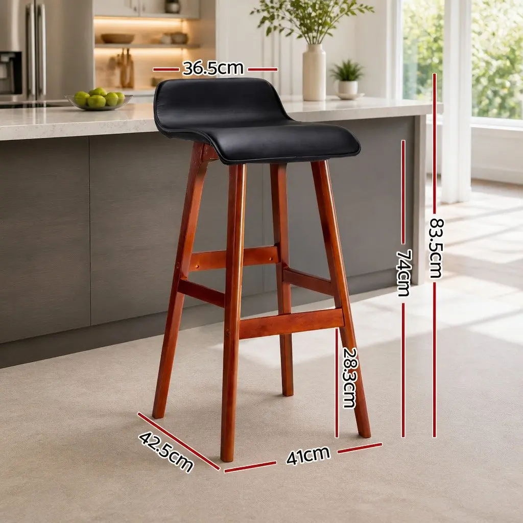Bar Stools Black 74cm Bentwood Kitchen Dining Seating with Footrest Set of 2