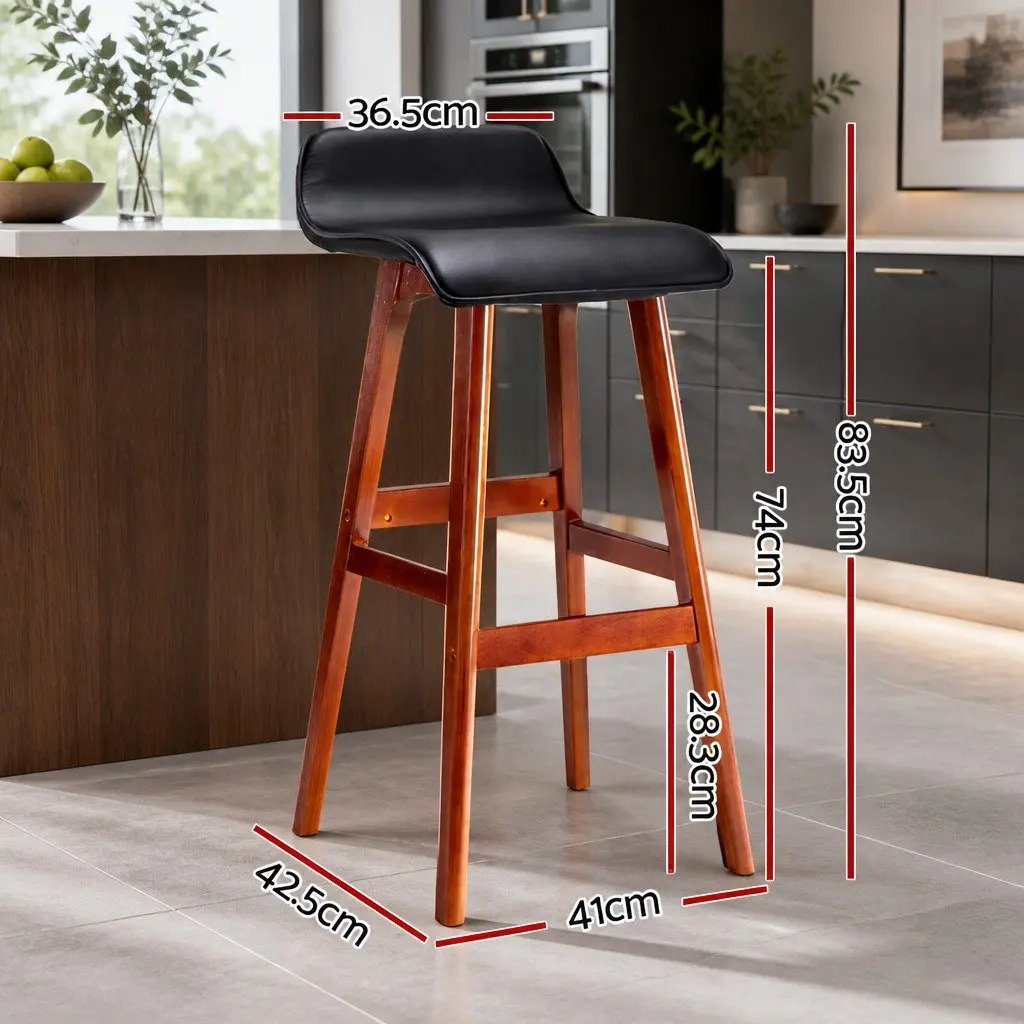 Bar Stools Black 74 cm Bentwood Frame PU Leather Padded Seat Set of 4