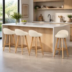 Concise Set of 4 Stylish Beige Bar Stools