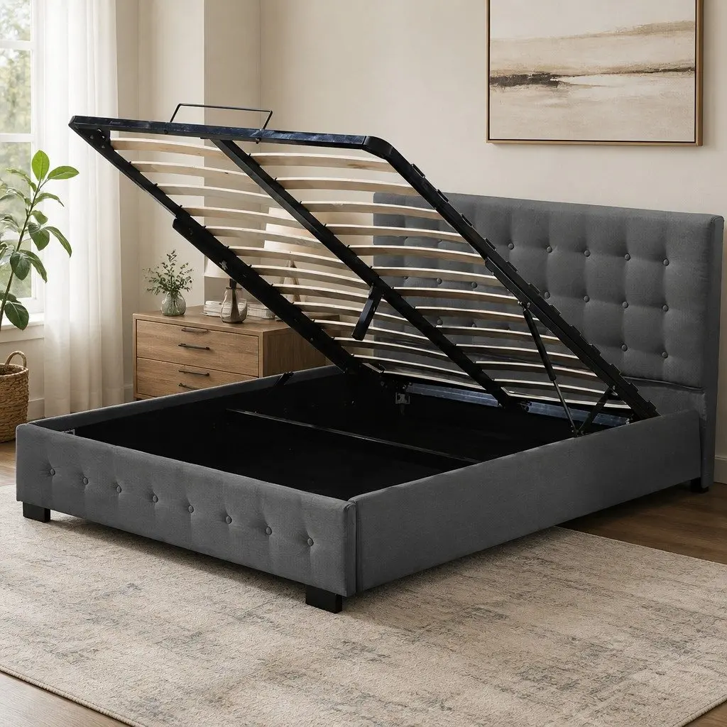 Double Gas Lift Bed Frame with Storage