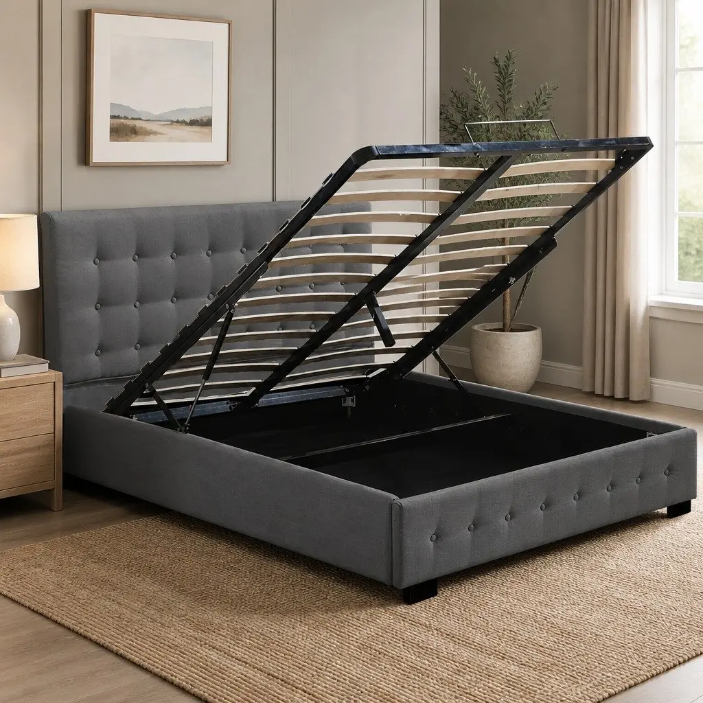 Double Gas Lift Bed Frame with Storage
