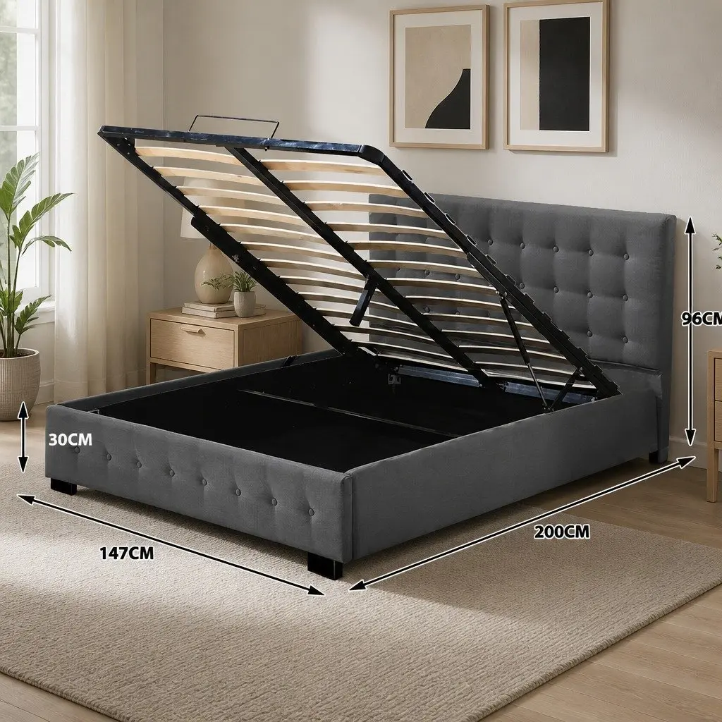 Double Gas Lift Bed Frame with Storage