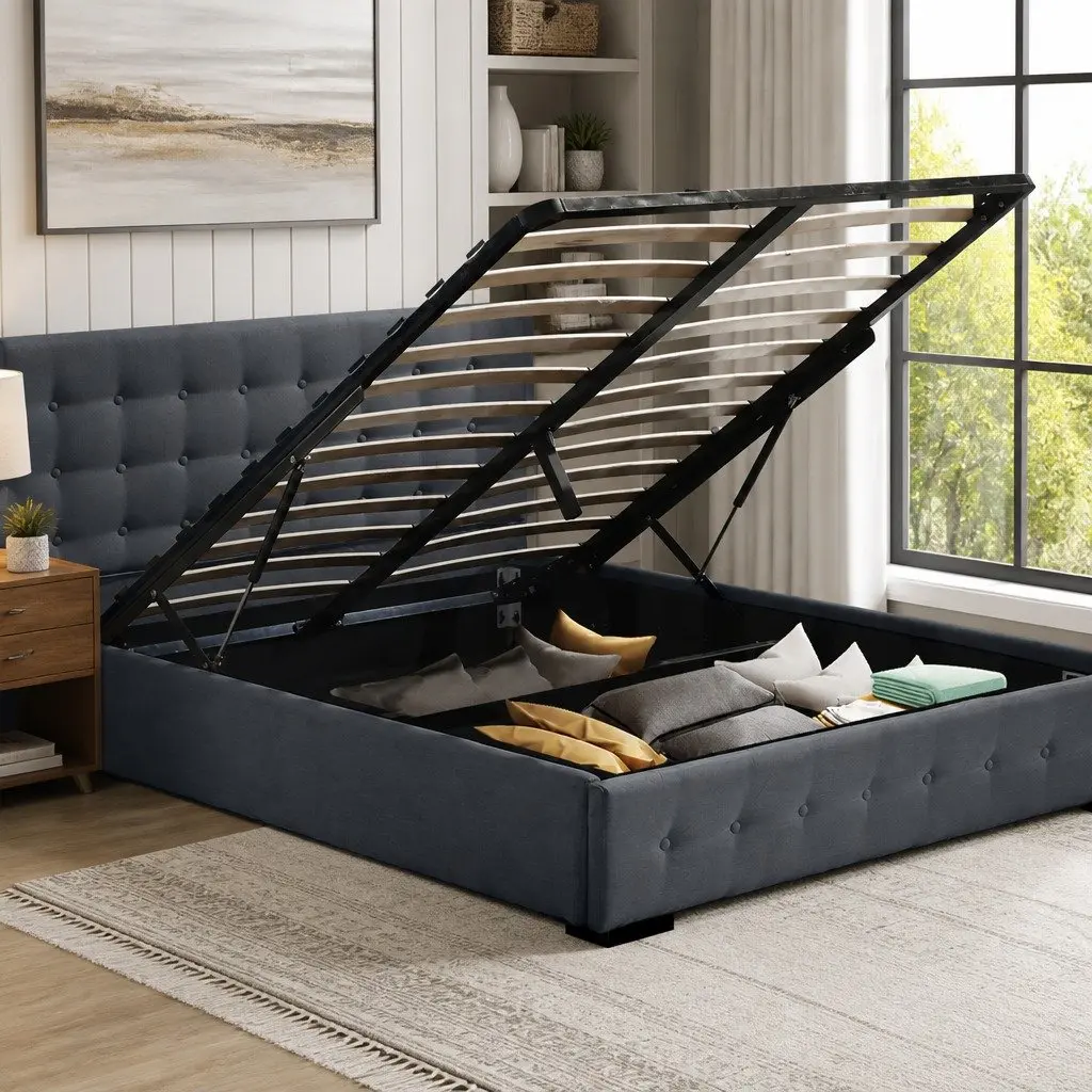 Double Gas Lift Bed Frame with Storage
