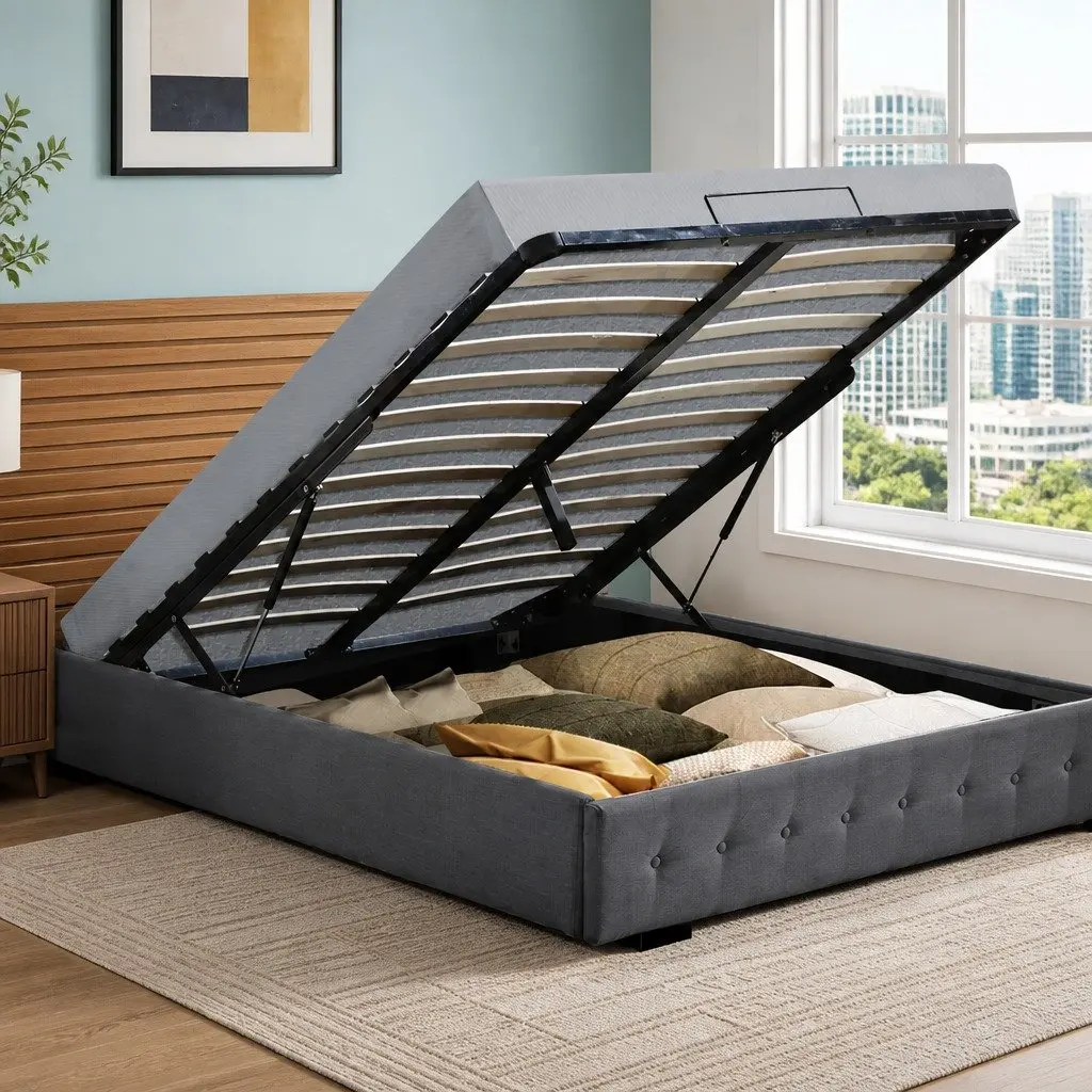 Double Gas Lift Bed Frame with Storage