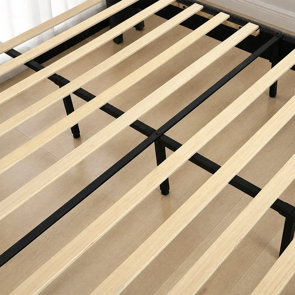 Double Bed Frame with Velvet Headboard